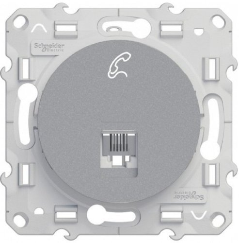 Розетка телефонная без рамки Schneider Electric Odace 1-м. RJ12 алюминий картинка